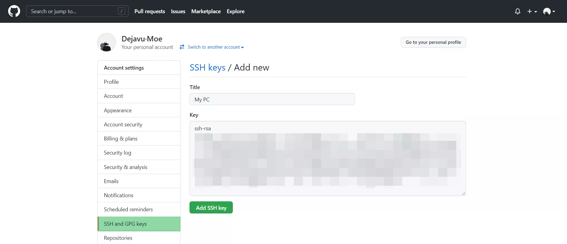 添加GitHub SSH Key